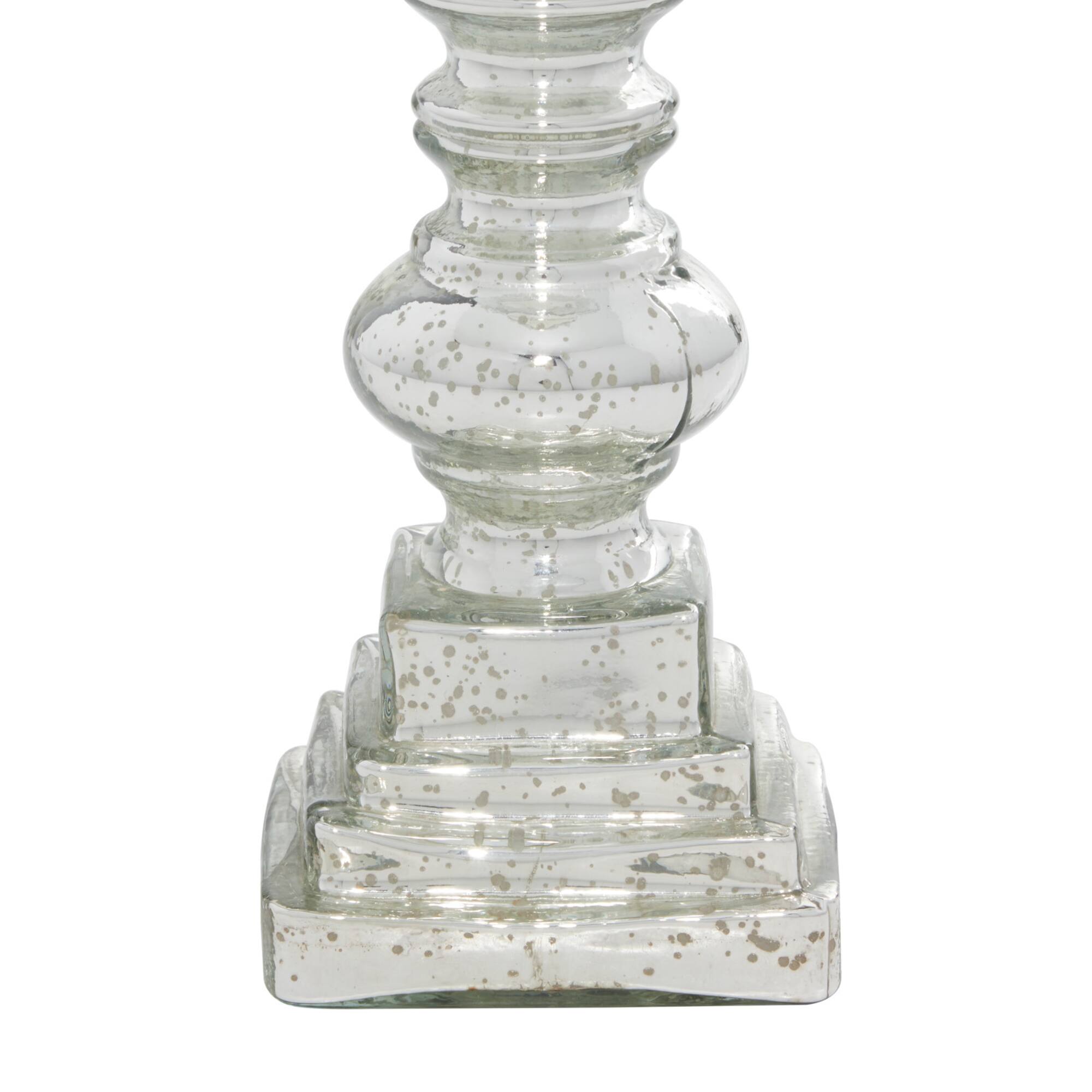 Silver Glass Candle Holder Set